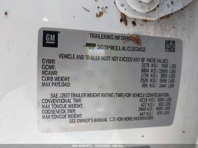 3GTP9EEL4LG163402 GMC Sierra 1500 4wd  Short Box At4