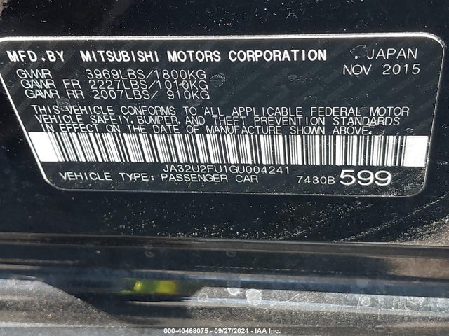 2016 MITSUBISHI LANCER JA32U2FU1GU004241 Photo 8