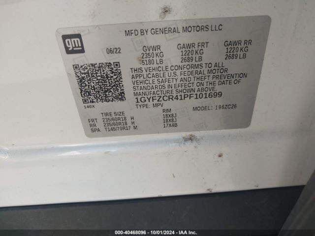 1GYFZCR41PF101699 Cadillac Xt4 Fwd Premium Luxury