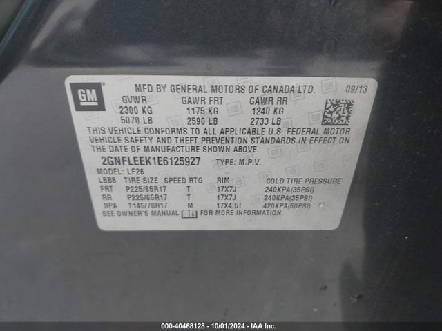Chevrolet EQUINOX LS 2014 2GNFLEEK1E6125927 Image 9