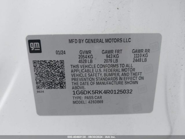 1G6DK5RK4R0125032 Cadillac Ct4 Luxury