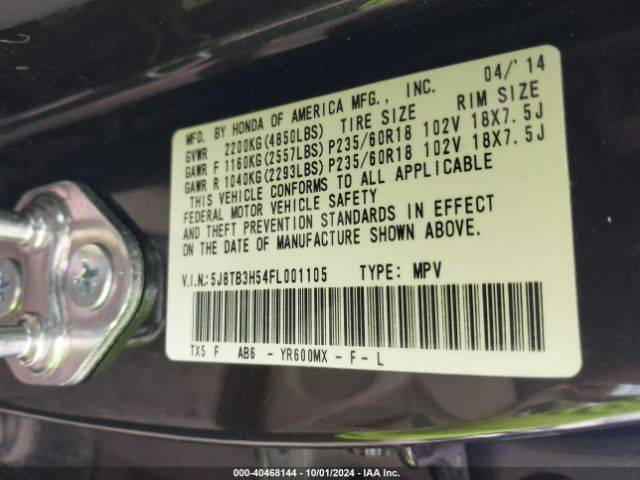 5J8TB3H54FL001105 Acura RDX