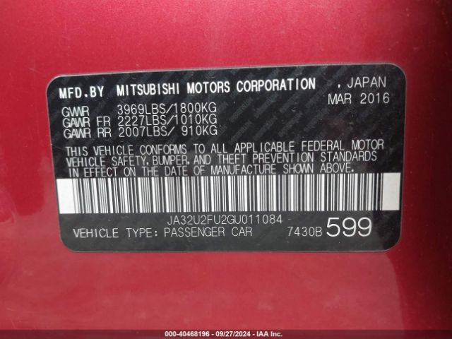 2016 MITSUBISHI LANCER JA32U2FU2GU011084 Photo 8