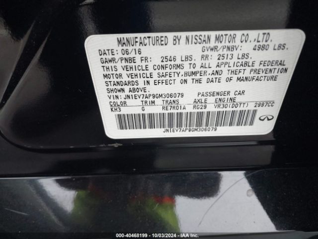 JN1EV7AP9GM306079 Infiniti Q50 3.0t Premium