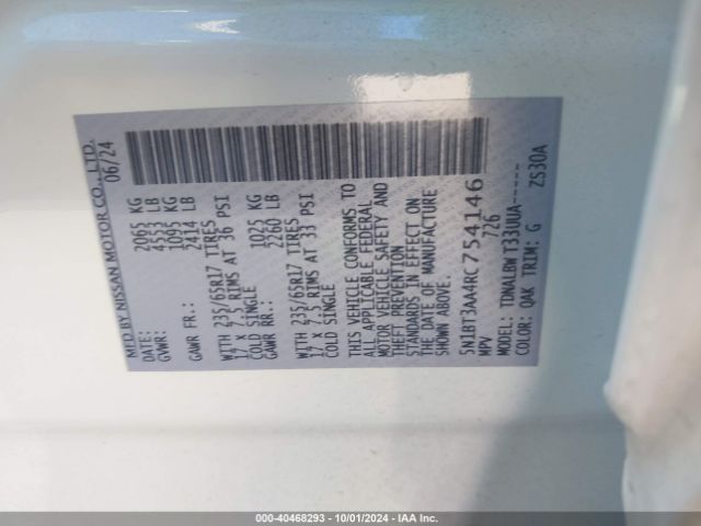 5N1BT3AA4RC754146 Nissan Rogue S Fwd