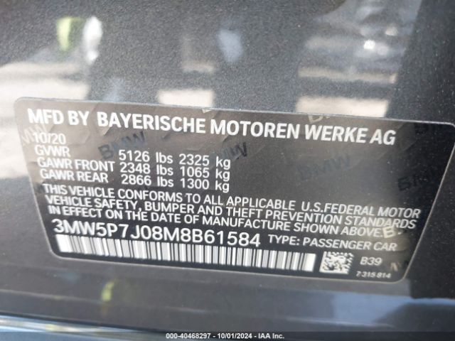 3MW5P7J08M8B61584 BMW 3 Series 330e