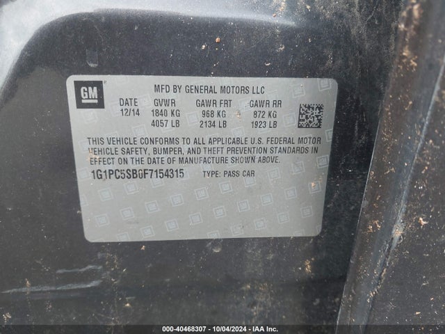 Chevrolet Cruze 1lt Auto 2015 1G1PC5SB0F7154315 Image 9