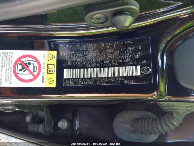 Aukcja sprzedaży 2017 Lexus Es 350, vin: 58ABK1GG9HU041196, numer aukcji: 40468311