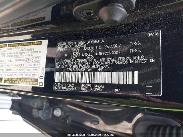 Toyota 4runner Sr5 Premium 2016 JTEBU5JR3G5381066 Image 9