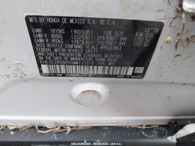 3CZRU5H53MM713318 Honda Hr-v 2wd Ex