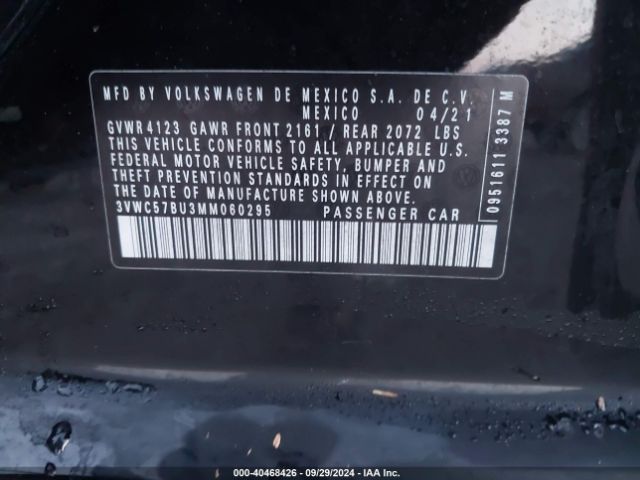 3VWC57BU3MM060295 Volkswagen Jetta 1.4t R-line/1.4t S/1.4t Se