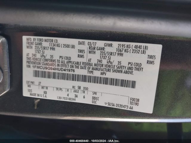 1FMCU9G94HUD41976 Ford 2017