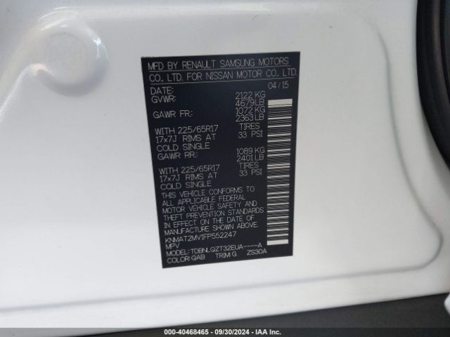 KNMAT2MV1FP552247 Nissan ROGUE SV