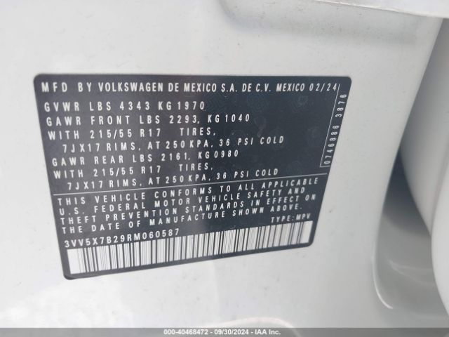 3VV5X7B29RM060587 Volkswagen Taos 1.5t S