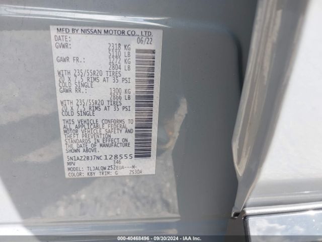 5N1AZ2BJ7NC128555 Nissan Murano Sv Fwd