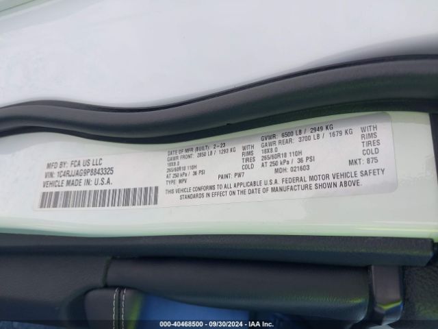 1C4RJJAG9P8843325 Jeep Grand Cherokee L Laredo 4x2