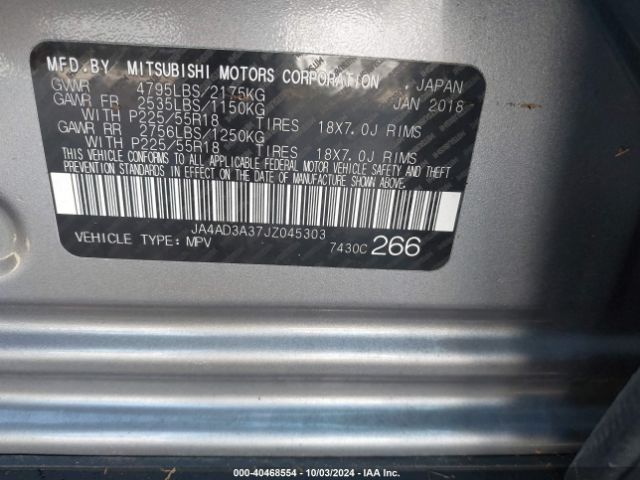 JA4AD3A37JZ045303 Mitsubishi Outlander Le
