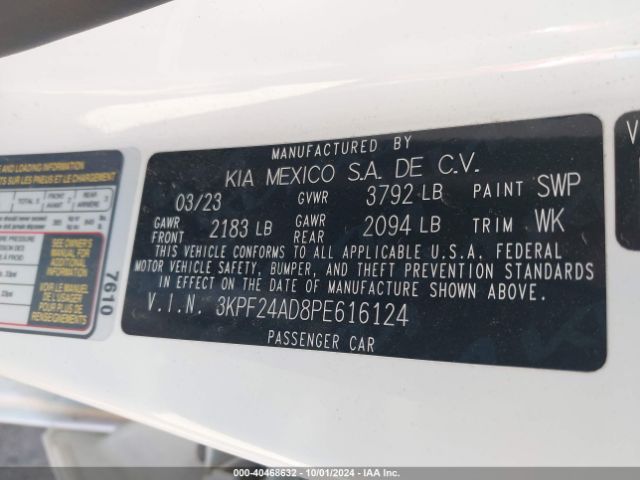 3KPF24AD8PE616124 KIA Forte Lxs