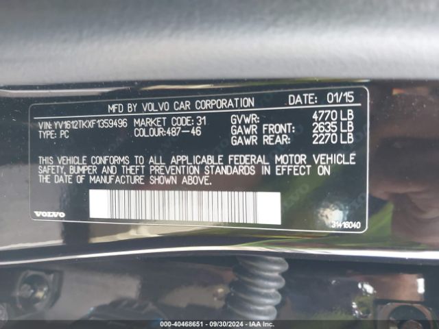 2015 VOLVO S60 YV1612TKXF1359496 Photo 8