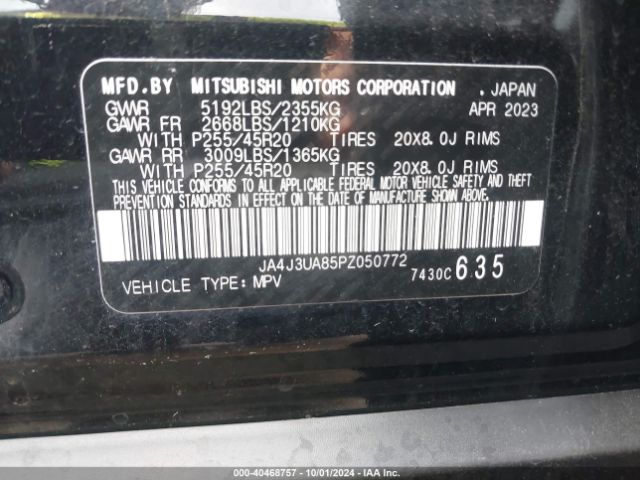 JA4J3UA85PZ050772 Mitsubishi Outlander Se 2.5 2wd