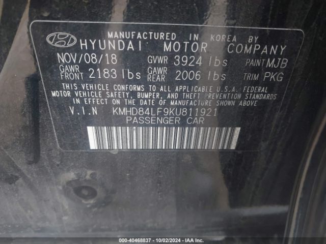 KMHD84LF9KU811921 Hyundai Elantra Limited