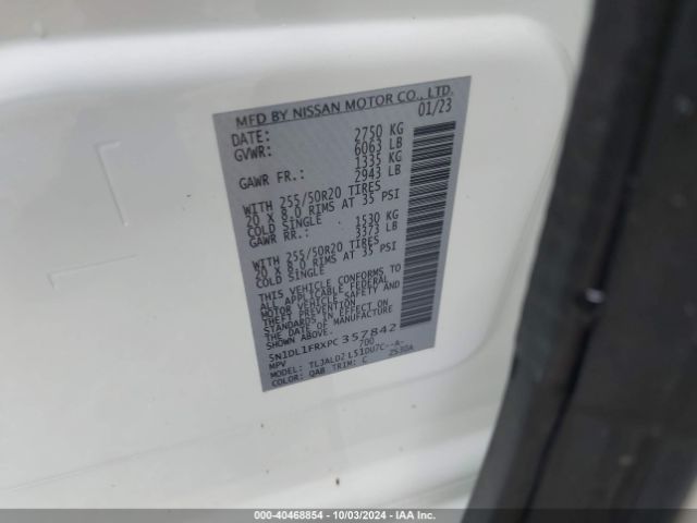 5N1DL1FRXPC357842 Infiniti QX60 LUXE