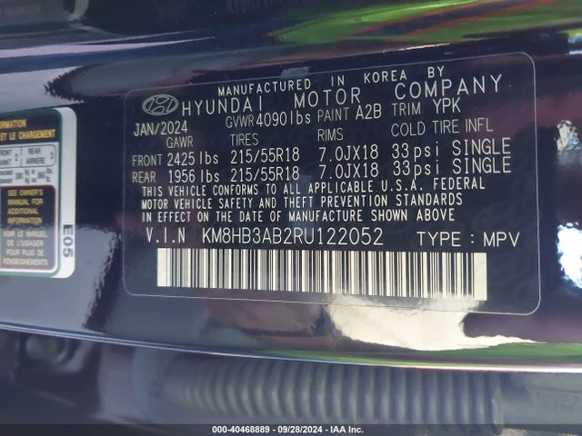 Hyundai Kona Sel 2024 KM8HB3AB2RU122052 Image 9