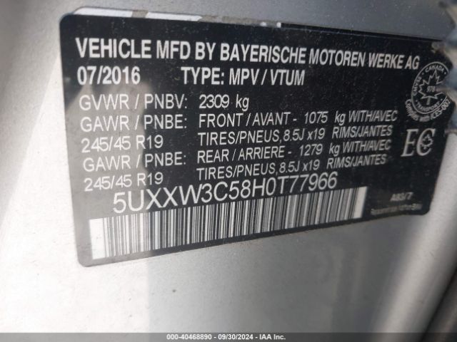 5UXXW3C58H0T77966 BMW X4 Xdrive28i