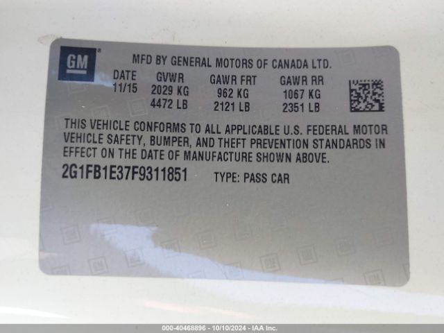 2G1FB1E37F9311851 Chevrolet Camaro 2ls