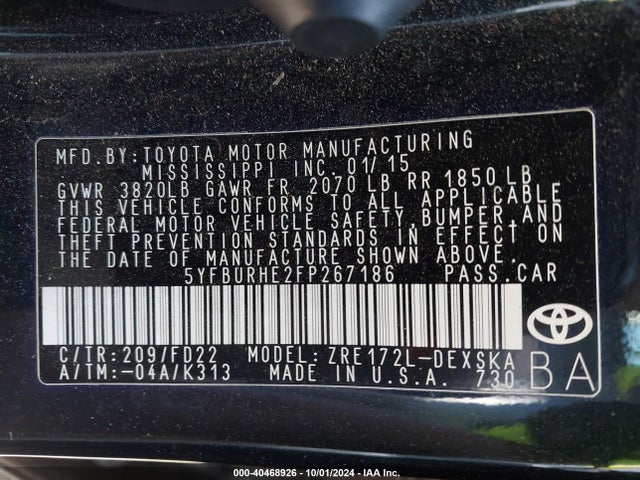 Toyota Corolla S Plus 2015 5YFBURHE2FP267186 Image 9