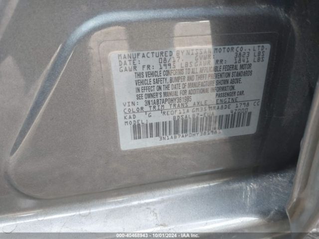 3N1AB7AP0HY381985 Nissan SENTRA S
