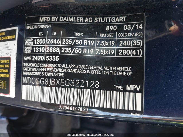 WDCGG8JBXEG322128 Mercedes-Benz Glk 350 4matic