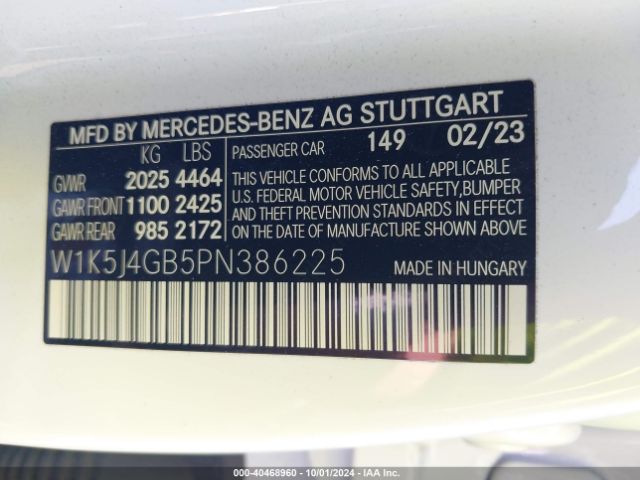 W1K5J4GB5PN386225 Mercedes-Benz Cla 250 Coupe