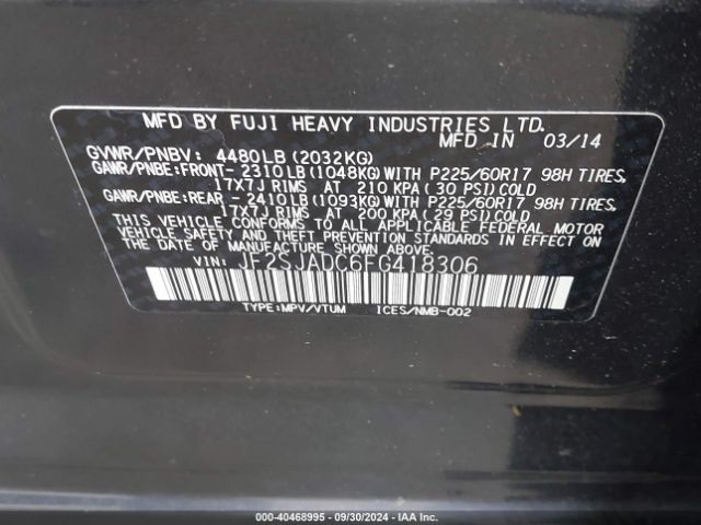 JF2SJADC6FG418306 Subaru Forester 2.5i Premium
