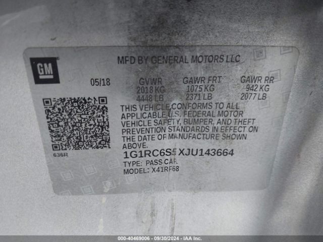 1G1RC6S5XJU143664 Chevrolet VOLT LT