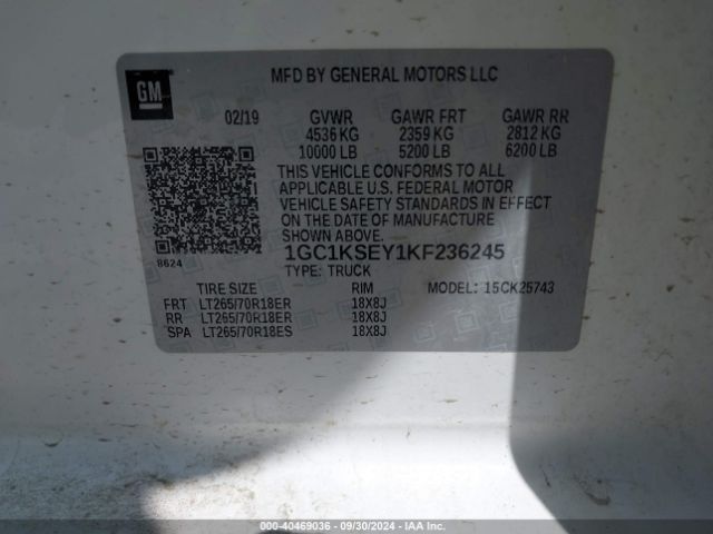 1GC1KSEY1KF236245 Chevrolet Silverado 2500hd Lt