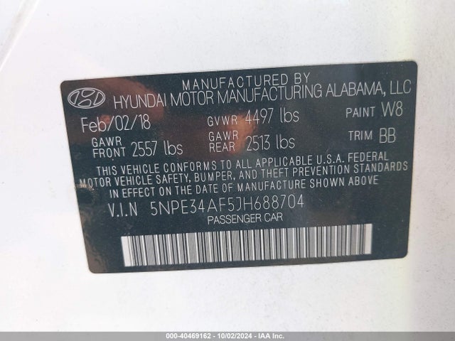 Hyundai SONATA SEL 2018 5NPE34AF5JH688704 Image 9