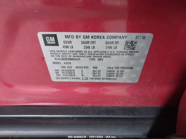 Buick Encore Preferred Ii 2017 KL4CJBSB3HB004431 Image 9