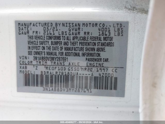 3N1AB8DV3MY287691 Nissan Sentra Sr Xtronic Cvt