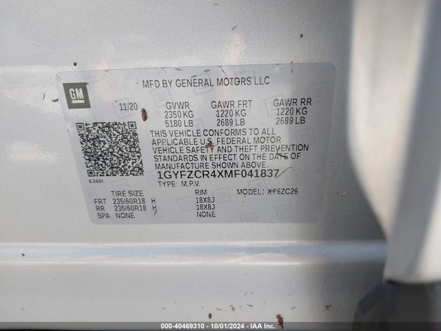 1GYFZCR4XMF041837 Cadillac Xt4 Fwd Premium Luxury