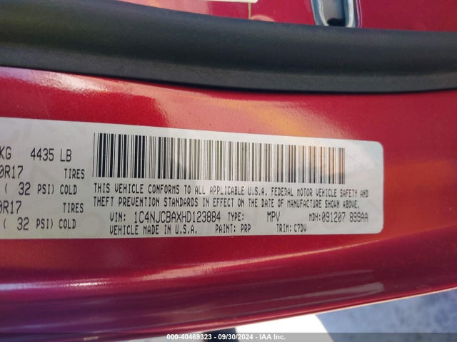 1C4NJCBAXHD123884 Jeep Compass Sport Fwd