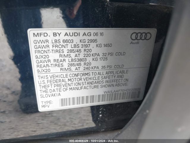 WA1LAAF70HD020526 Audi Q7 3.0t Premium