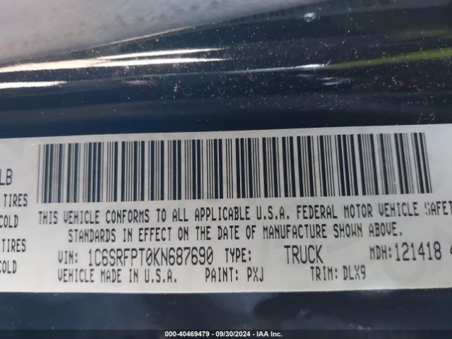 1C6SRFPT0KN687690 RAM 1500 Limited  4x4 6'4 Box