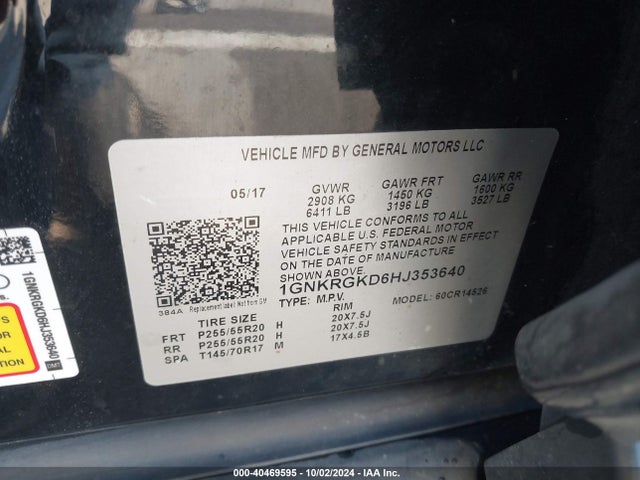 Chevrolet Traverse 1lt 2017 1GNKRGKD6HJ353640 Image 9