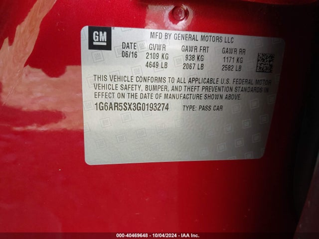 1G6AR5SX3G0193274 Cadillac Cts Luxury Collection