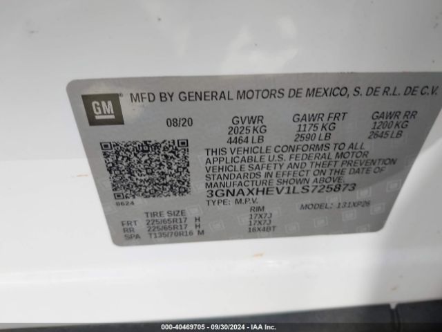 3GNAXHEV1LS725873 Chevrolet Equinox Fwd Ls