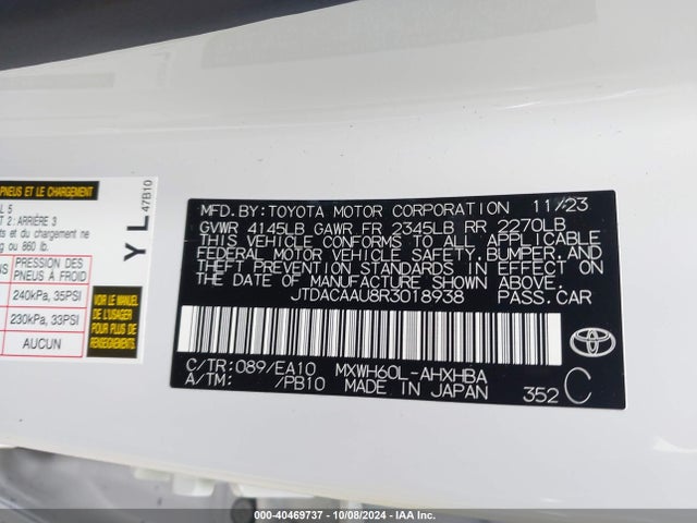 JTDACAAU8R3018938 Toyota Prius Limited