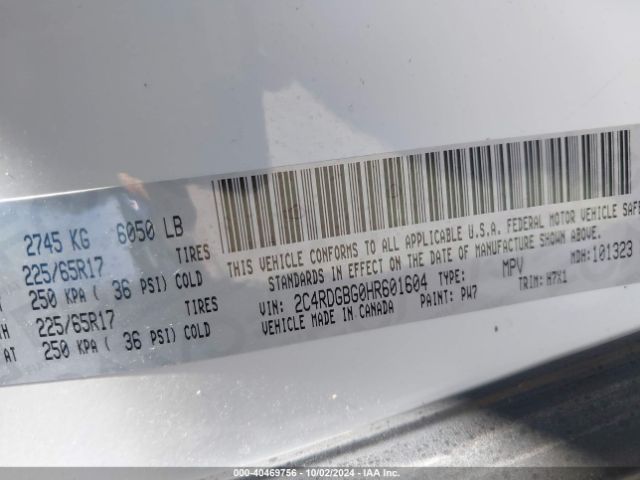 2C4RDGBG0HR601604 Dodge Grand Caravan Se