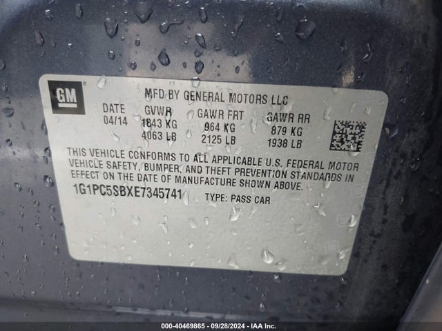 Chevrolet Cruze 1lt Auto 2014 1G1PC5SBXE7345741 Image 9