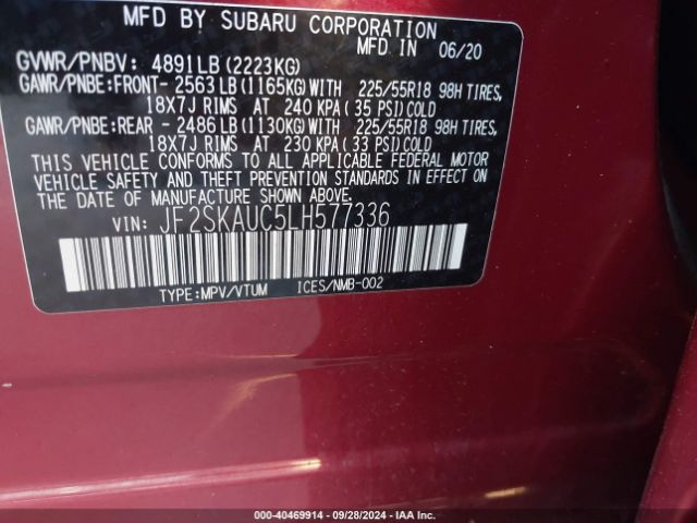 JF2SKAUC5LH577336 Subaru Forester Limited